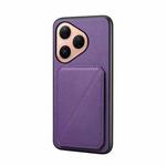 For Huawei Pura 80 5G D04 Calf Texture Dual Card Slot Holder Phone Case(Purple)