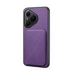 For Huawei Pura 80 Pro / 80 Pro+ 5G D04 Calf Texture Dual Card Slot Holder Phone Case(Purple)