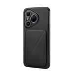 For Huawei Pura 80 Ultra 5G D04 Calf Texture Dual Card Slot Holder Phone Case(Black)
