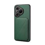 For Huawei Pura 80 Ultra 5G D04 Calf Texture Dual Card Slot Holder Phone Case(Green)