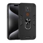 For Motorola Moto E7 Plus Shockproof Metal Ring Holder Phone Case(Black)