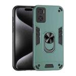 For Motorola Moto E22 Shockproof Metal Ring Holder Phone Case(Green)