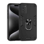 For Motorola Moto E32 Shockproof Metal Ring Holder Phone Case(Black)