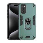 For Motorola Moto E32 Shockproof Metal Ring Holder Phone Case(Green)