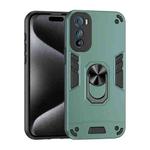 For Motorola Edge 30 Shockproof Metal Ring Holder Phone Case(Green)