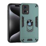 For Motorola Moto G 2023 Shockproof Metal Ring Holder Phone Case(Green)