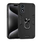 For Motorola Moto G Play 2024 Shockproof Metal Ring Holder Phone Case(Black)