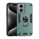 For Motorola Moto G04 Shockproof Metal Ring Holder Phone Case(Green)