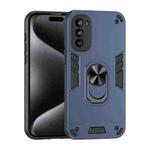 For Motorola Moto G52 Shockproof Metal Ring Holder Phone Case(Blue)