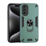 For Motorola Moto G62 5G Shockproof Metal Ring Holder Phone Case(Green)