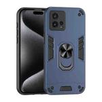 For Motorola Moto G72 Shockproof Metal Ring Holder Phone Case(Blue)