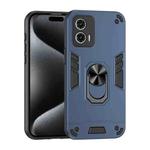 For Motorola Moto G73 Shockproof Metal Ring Holder Phone Case(Blue)