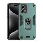 For Motorola Moto G73 Shockproof Metal Ring Holder Phone Case(Green)