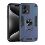 For Motorola Moto G84 Shockproof Metal Ring Holder Phone Case(Blue)