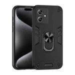 For Motorola Moto G64 5G Shockproof Metal Ring Holder Phone Case(Black)