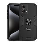 For Motorola Moto G85 Shockproof Metal Ring Holder Phone Case(Black)