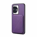 For Honor 100 D04 Calf Texture Dual Card Slot Holder Phone Case(Purple)