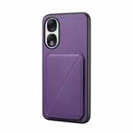 For Honor 90 D04 Calf Texture Dual Card Slot Holder Phone Case(Purple)