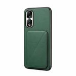 For Honor 90 Pro D04 Calf Texture Dual Card Slot Holder Phone Case(Green)