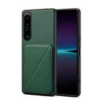 For Sony Xperia 1 IV D04 Calf Texture Dual Card Slot Holder Phone Case(Green)