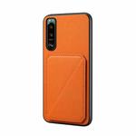 For Sony Xperia 5 III D04 Calf Texture Dual Card Slot Holder Phone Case(Orange)