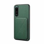 For Sony Xperia 5 III D04 Calf Texture Dual Card Slot Holder Phone Case(Green)