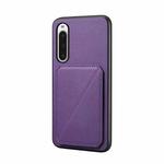 For Sony Xperia 10 V D04 Calf Texture Dual Card Slot Holder Phone Case(Purple)