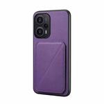 For Xiaomi Redmi Note 12 Turbo / Poco F5 D04 Calf Texture Dual Card Slot Holder Phone Case(Purple)