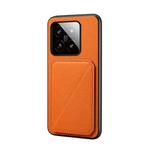 For Xiaomi 14 D04 Calf Texture Dual Card Slot Holder Phone Case(Orange)