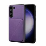 For Samsung Galaxy S24 5G D04 Calf Texture Dual Card Slot Holder Phone Case(Purple)