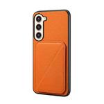 For Samsung Galaxy S23+ 5G D04 Calf Texture Dual Card Slot Holder Phone Case(Orange)