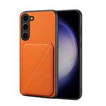 For Samsung Galaxy S23 FE 5G D04 Calf Texture Dual Card Slot Holder Phone Case(Orange)