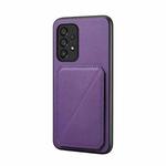 For Samsung Galaxy A53 5G D04 Calf Texture Dual Card Slot Holder Phone Case(Purple)