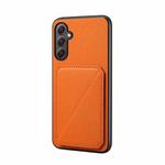 For Samsung Galaxy A35 5G D04 Calf Texture Dual Card Slot Holder Phone Case(Orange)
