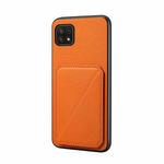 For Samsung Galaxy A22 5G D04 Calf Texture Dual Card Slot Holder Phone Case(Orange)