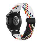 22mm Two-color Magnetic Braided Nylon Watch Band(White Black Rainbow)