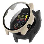 For Garmin Forerunner 165 / 165 Music PC + Tempered Film Integrated Watch Protective Case(Ivory White)