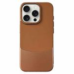 For iPhone 15 Pro Napa Texture PC + Leather Phone Case(Brown)