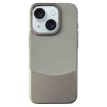 For iPhone 15 Plus Napa Texture PC + Leather Phone Case(Grey)