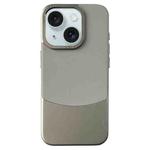 For iPhone 15 Napa Texture PC + Leather Phone Case(Grey)