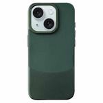 For iPhone 15 Napa Texture PC + Leather Phone Case(Dark Green)