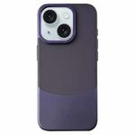 For iPhone 15 Napa Texture PC + Leather Phone Case(Dark Purple)