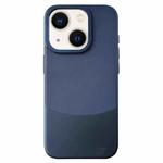 For iPhone 14 Plus Napa Texture PC + Leather Phone Case(Royal Blue)