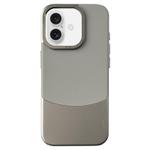 For iPhone 16 Plus Napa Texture PC + Leather Phone Case(Grey)