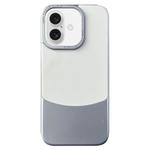 For iPhone 16 Plus Napa Texture PC + Leather Phone Case(Silver)