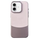 For iPhone 16 Plus Napa Texture PC + Leather Phone Case(Pink)