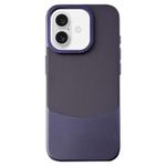 For iPhone 16 Napa Texture PC + Leather Phone Case(Dark Purple)