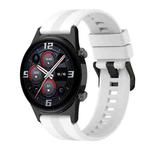 For Honor Watch GS 4 Striped Stainless Steel Buckle Silicone Watch Band(White)