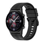 For Honor Watch GS 4 Striped Stainless Steel Buckle Silicone Watch Band(Black)