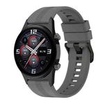 For Honor Watch GS 4 Striped Stainless Steel Buckle Silicone Watch Band(Dark Grey)